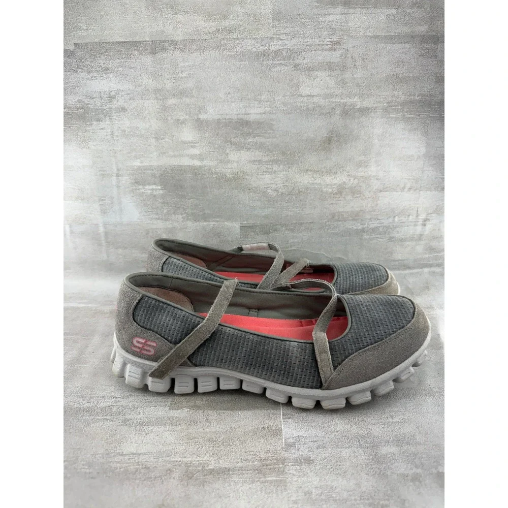 Skechers Sport Memory Foam Mary Jane Grey Coral Sneakers 22683 Women Sz 8